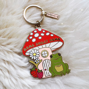 AC00240-MLT-OS Home Sweet Home Frog & Mushroom Keychain - Enamel Keychain - Cottagecore - Wildflower + Co. Gifts (4)