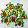 TR00497-GRN-OS - Frog & Strawberry Patch - Cute Embroidered Iron On - Patches for Jacket + Cottagecore Frog Aesthetic - Wildflower + Co. DIY