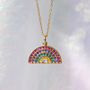 Bright Rainbow Pave Necklace