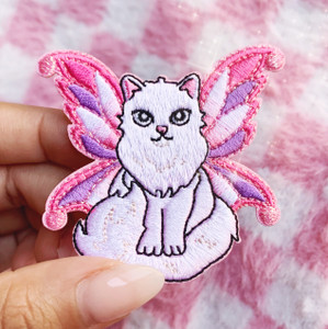 TR00512-MLT-OS - Fairy Cat Patch - Kitten Embroidery - Wildflower & Co 