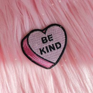 Be Kind Candy Heart Patch, Pink