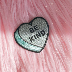Be Kind Candy Heart Patch, Aqua