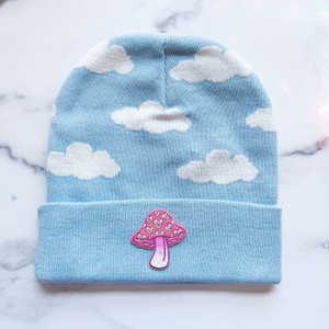 Cloud Beanie with Embroidered Patch