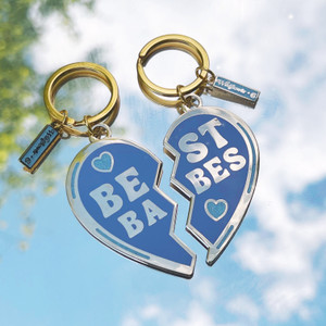 Best Babes Split Heart Keychain S/2 Periwinkle