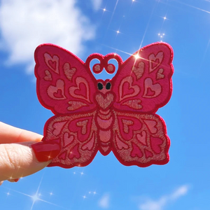 Pink Butterfly Patch w. Hearts