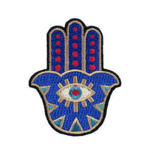 Hamsa Patch - Patches - Iron On Patch - Embroidered Patch - Evil Eye Patch - Blue