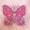 PC00148-PNK-OS  - Heart Butterfly Sticker - Pink Holographic Glitter