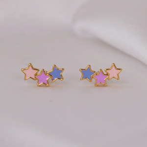Star Stud Earrings, Enamel