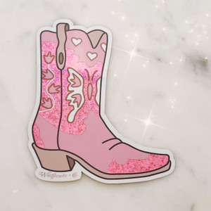 Cowgirl Boot Sticker, Glitter