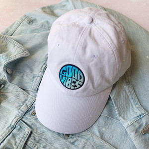 Baseball Hat - GOOD VIBES (ROUND) Patch & Choice of Hat Color