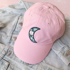 Baseball Hat - BOTANICAL CRESCENT MOON Patch & Choice of Hat Color
