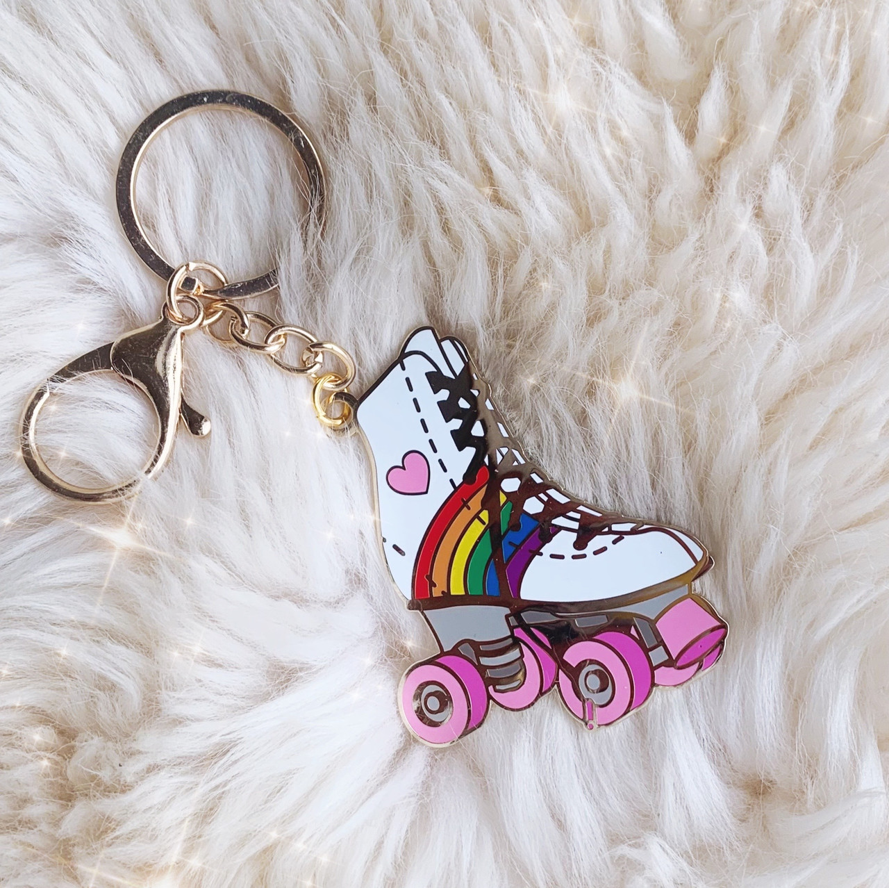 Roller Skate Enamel Keychain - Rainbow | Wildflower + Co.