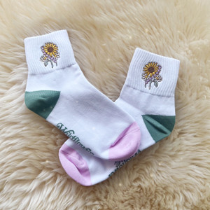 Sunflower Embroidered Athletic Ankle Socks