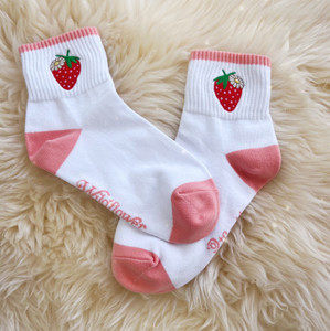 Strawberry Embroidered Athletic Ankle Socks