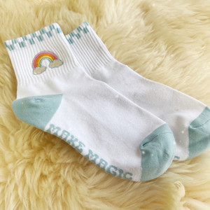 Rainbow Embroidered Athletic Ankle Socks