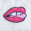 Red Lips & Tongue Iron On Sew On Embroidered Patch  3.5"X 2.54" 