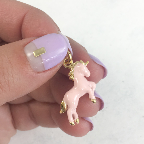 JW00193 Unicorn Charm Pendant - Pink - Gold - Wildflower.Co - Main