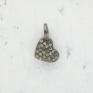 JW00177 Tiny Heart Charm Pendant - Black Diamond - Hematite - Wildflower.Co 