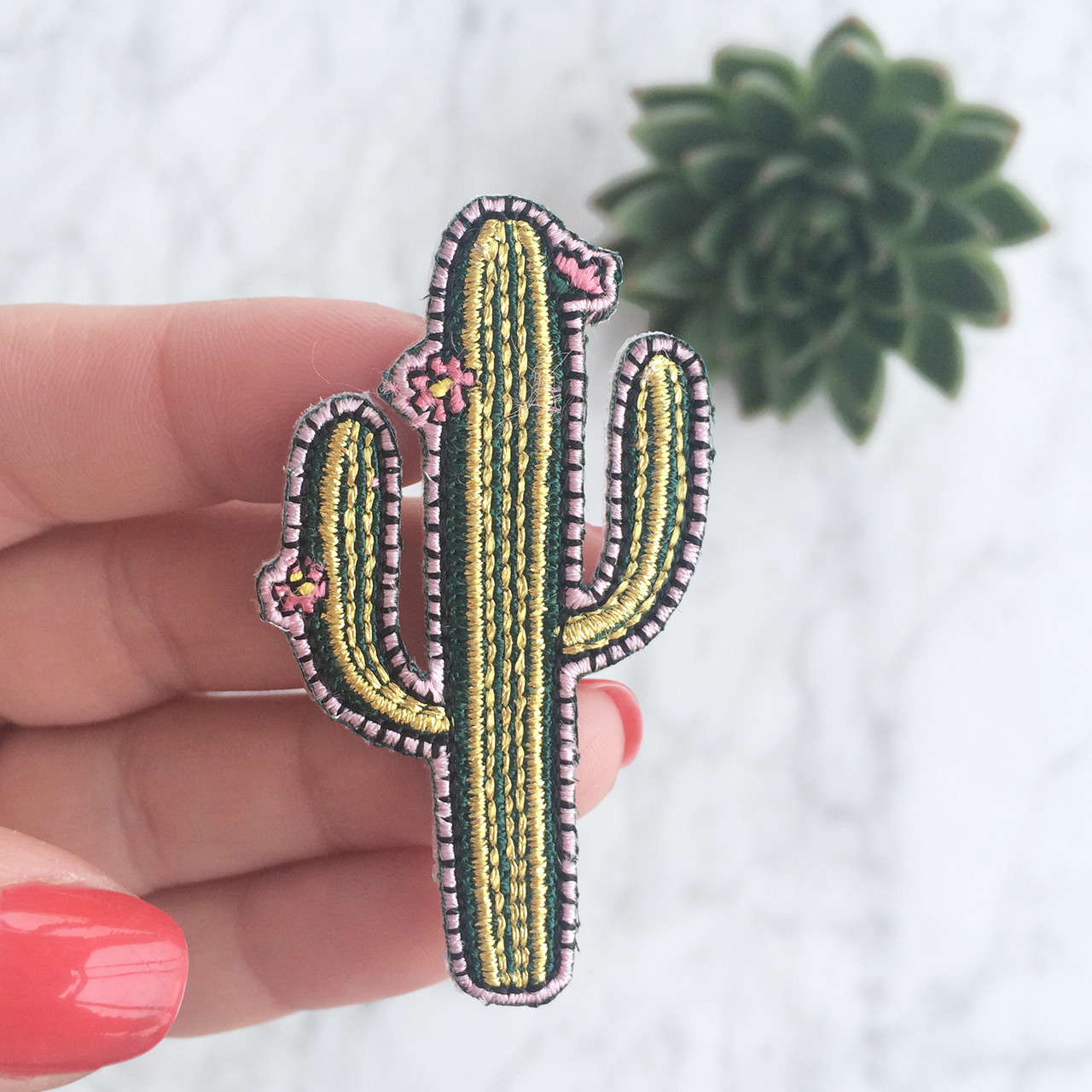 Cactus Embroidered Iron On Patches Plants Applique DIY Sewig Crafts Plant