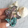 Mermaid - Iron On Patch - Patches - Embroidered Applique - Mermaid Hair - Pastel - Aqua - Metallic Gold - Wildflower + Co.