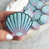Shell - Seashell - Iron On Patch - Patches - Embroidered Applique - Pastel - Aqua - Metallic Gold - Wildflower + Co. - Multiples