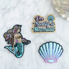 Mermaid Set - Mermaid - Shell - I'm Really a Mermaid - Iron On Patch - Patches - Embroidered Applique - Mermaid Hair - Pastel - Aqua - Metallic Gold - Wildflower + Co. - Main