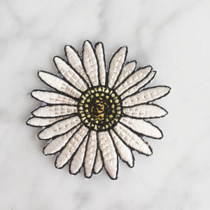 Daisy Flower Iron On Patch - Patches - Embroidered Applique - White - Wildflower + Co. - Multiples