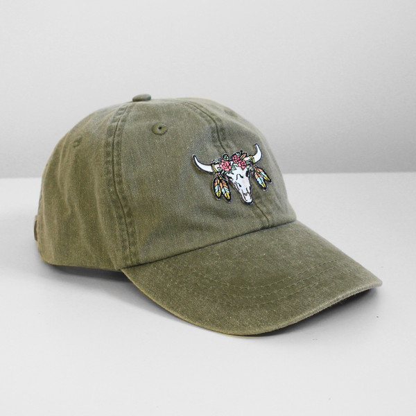 Longhorn Embroidered Baseball Hat - Cap - Patch - Southwestern - Wildflower + Co.