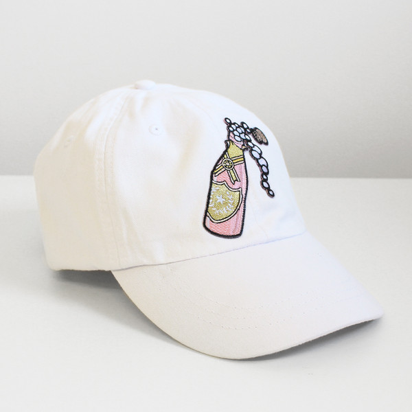 Rose Champagne Wine Embroidered Baseball Hat - Cap - Patch - Pastel Pink - Wildflower + Co.