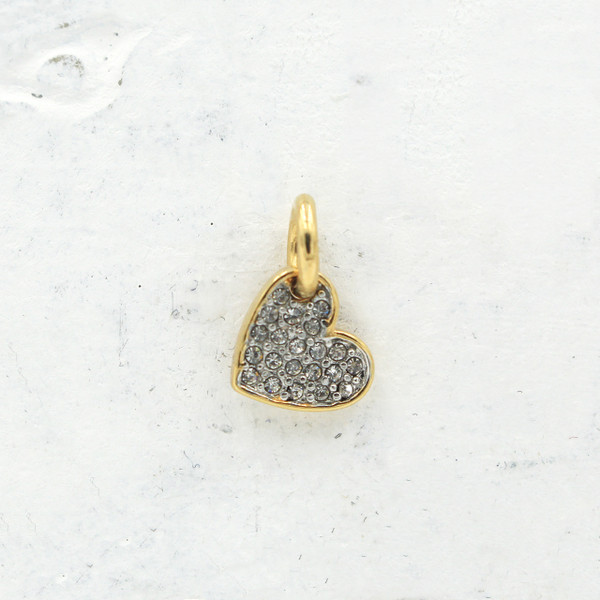Tiny Heart Charm Pendant - Crystal Pave - Dainty Gold - Mini - Wildflower Co.
