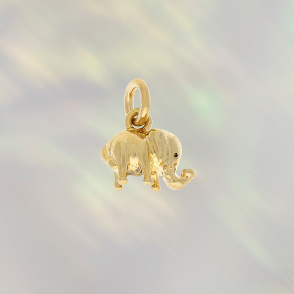 JW00265GLDOS - Dainty Elephant Charm Pendant - Gold - Mini - Tiny - Wildflower Co.