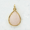 Rose Quartz Teardrop Briolette Pendant Charm - Gold - Faceted - Semiprecious Semi Precious Wildflower Co