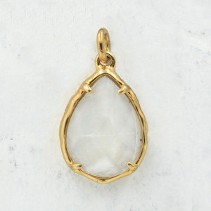 Mother of Pearl Shell Teardrop Briolette Pendant Charm - Gold - Faceted - Wildflower Co