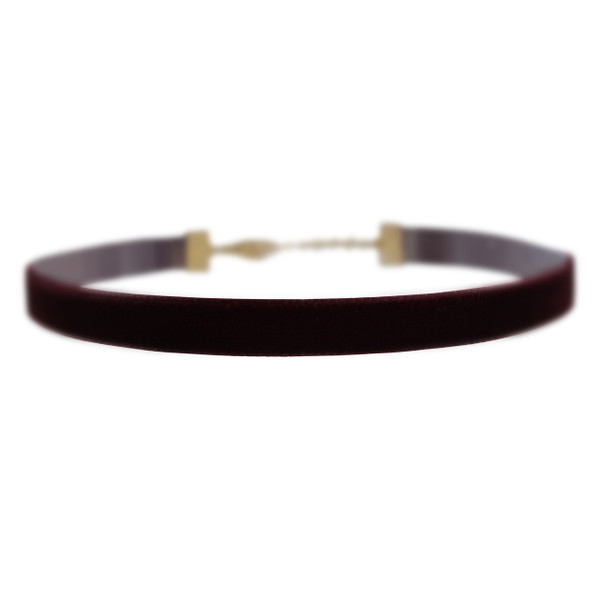 Lola Flower Choker Necklace - Chocolate Brown with Black Velvet