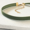 Velvet Choker Necklace - Olive Green & Gold - Wildflower + Co (2)