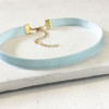 Velvet Choker Necklace - Pastel Baby Blue & Gold - Wildflower + Co (3)