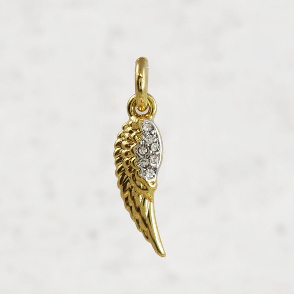 Angel Wing Charm - Pendant - Dainty Gold - Symbol - Tiny - Delicate - Wildflower + Co. - Hand