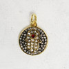 Hamsa Medallion Charm Pendant Micro Pave Gold Dainty - Wildflower Co.
