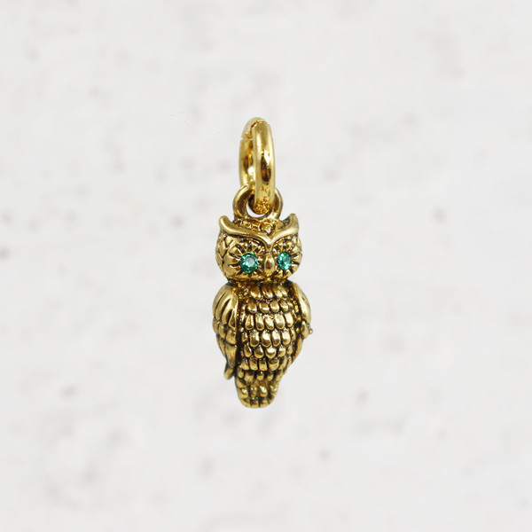 Owl Charm 1 - Pendant - Dainty Gold - Good Luck Charm - Graduate -Tiny - Delicate - Wildflower + Co.