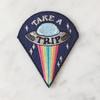 TR00136MLTOS Take a Trip Patch - Alien UFO Trippy - Iron On Embroidered Patches - Wildflower + Co - Ruler