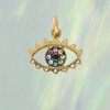 JW00412-GLD-OS-R - Evil Eye Charm Pendant - Gold & Rainbow Pave Crystals - Packaged - Wildflower Co  