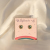 Alien Stud Earrings  - Tiny Dainty Glitter & Gold - Mint - Aqua - Packaged - Wildflower Co 