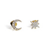 Moon & Star Stud Earrings | Dainty Pave Gold | Wildflower + Co. 