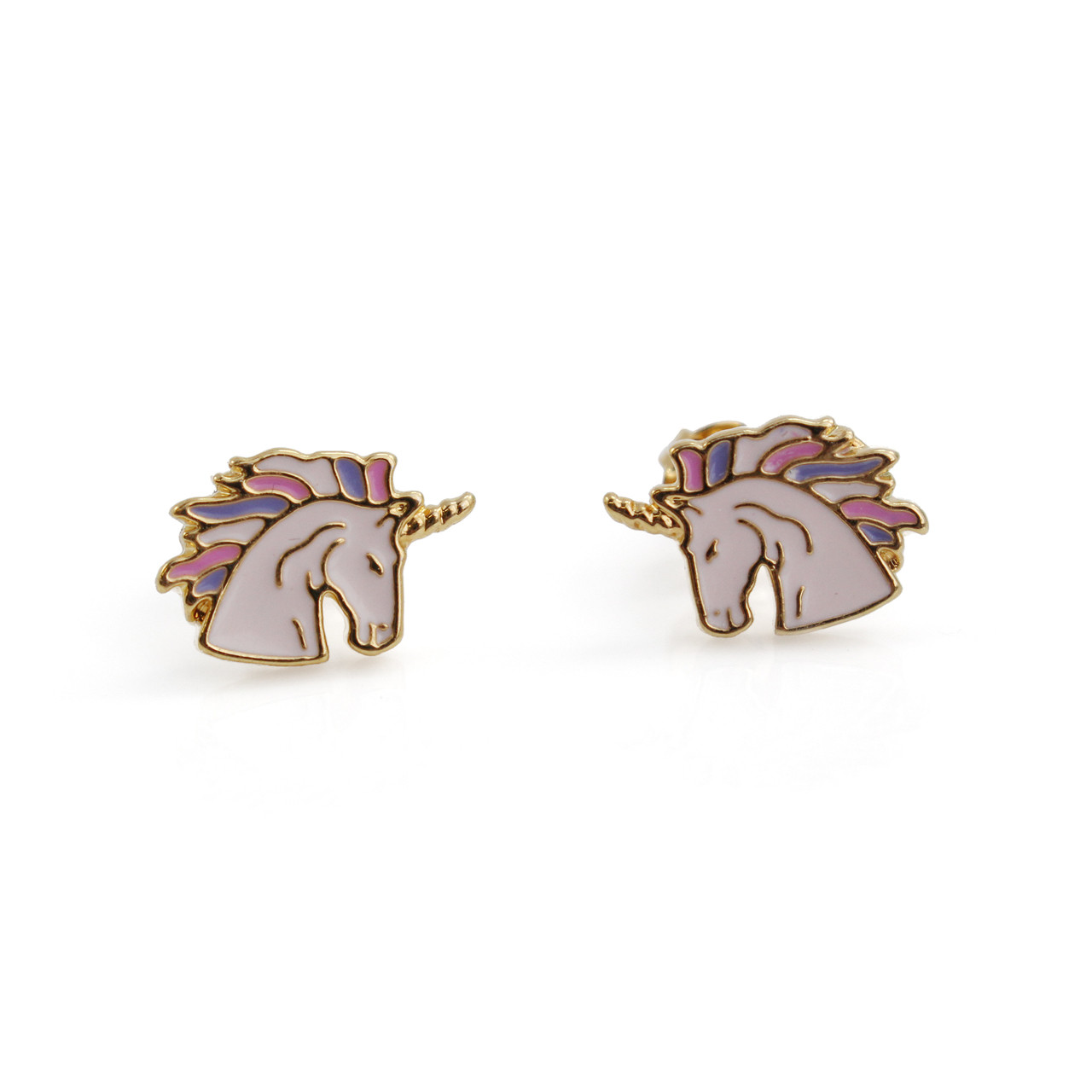 Unicorn Stud Earrings Pink Gold Wildflower Co