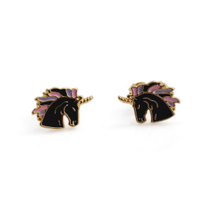 Unicorn Stud Earrings | Black & Gold | Wildflower + Co.
