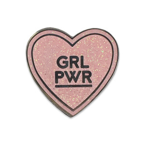 GRL PWR Pin |Pink Glitter Enamel Heart | Wildflower + Co. 
