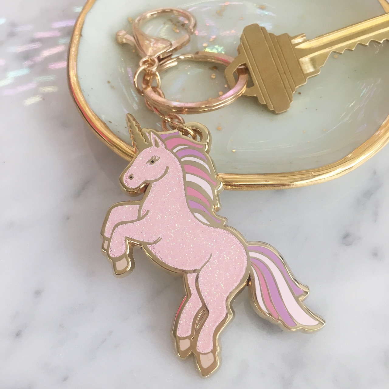 Unicorn Keychain Bag Charm Pink Glitter Wildflower Co