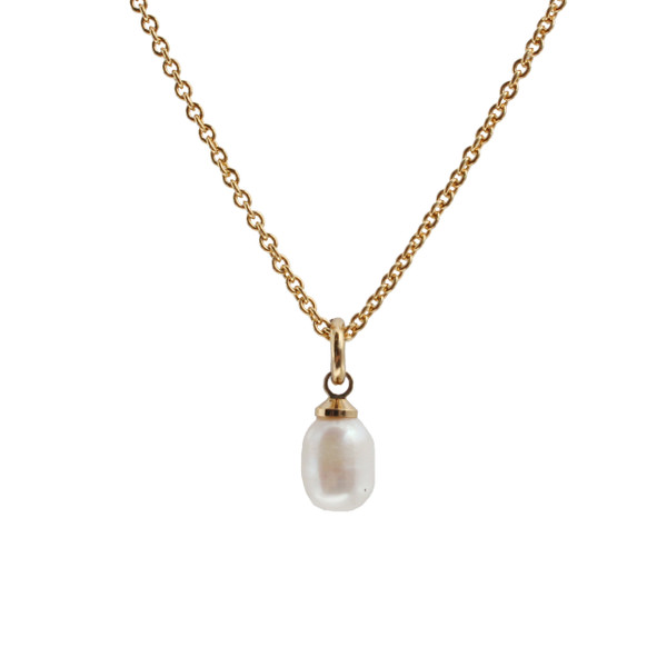 Pearl Necklace, White Pearl & Gold - Dainty, Minimal, Simple, Classic - Freshwater Pearl - Wildflower + Co. Jewelry