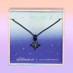 JW00456-HEM-OS-DYO - North Star Necklace - Hematite & Black Diamond Crystal Pave - Wildlfower Co Jewelry