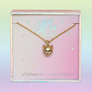 JW00473-GLD-OS-DYO - Cat Necklace - Gold - Charm Pendant - Kitten - Wildflower + Co. Jewelry